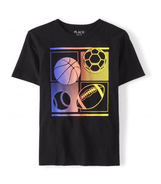 Childrens Place Black Sports Graphic Tee 